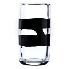 21st Century Cilindro Large Glass Vase in Black/Crystal by Peter Marino