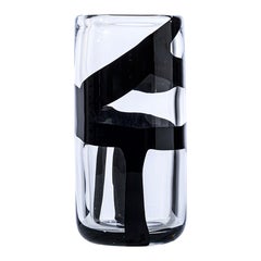21st Century Cilindro Extra Large Glass Vase in Black / Crystal by Peter Marino