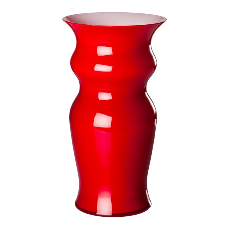 21st Century Odalische Small Glass Vase in Red by Leonardo Ranucci For Sale