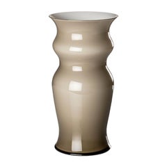 21st Century Odalische Small Glass Vase in Grey by Leonardo Ranucci