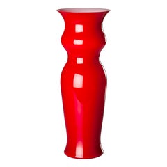 21st Century Odalische Large Glass Vase in Red by Leonardo Ranucci