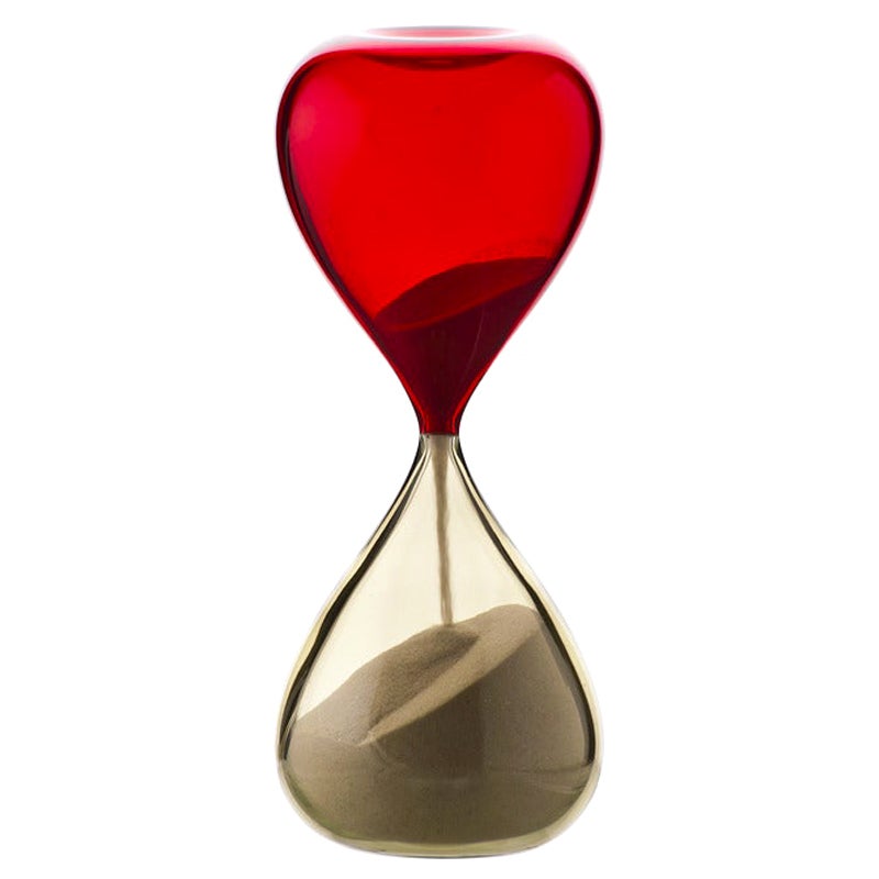 Lunette d'horloge Clessidra du 21e sicle rouge/jaune paille de Fulvio Bianconi E Paolo