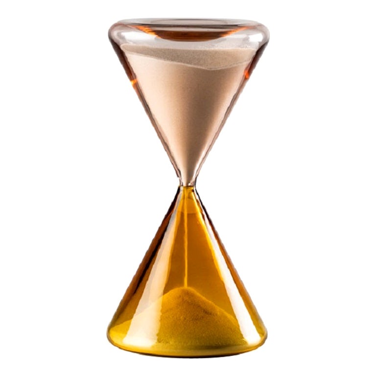 21st Century Clessidra Hourglass in Amber/Light Pink by Paolo Venini