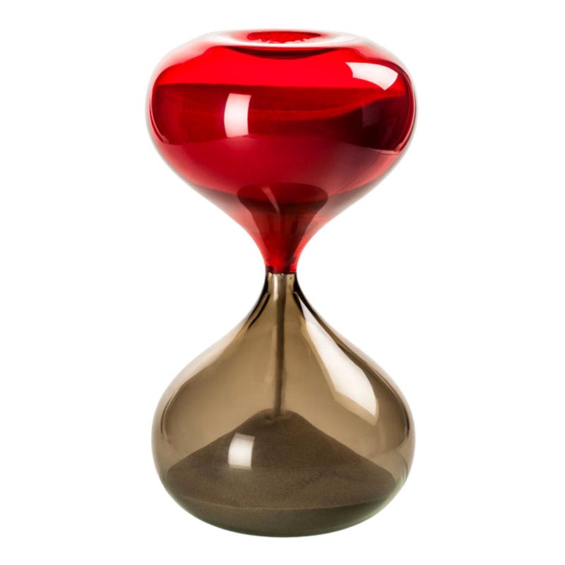 Petite horloge Clssidra du 21e sicle grise/rouge de Venini
