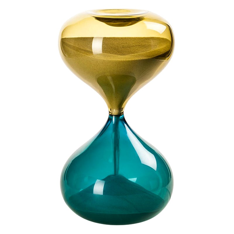 Kleines Clessidra-Stundenglas aus Aquamarin/Bamboo von Venini, 21. Jahrhundert