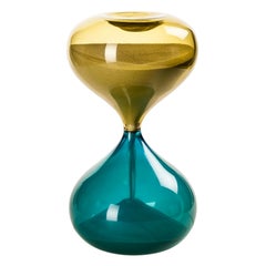 21st Century Large Clessidra Hourglass in Aquamarine/Bamboo by Venini