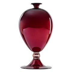 21st Century Veronese Glass Vase in Blood Red/Rosa Cipria by Vittorio Zecchin
