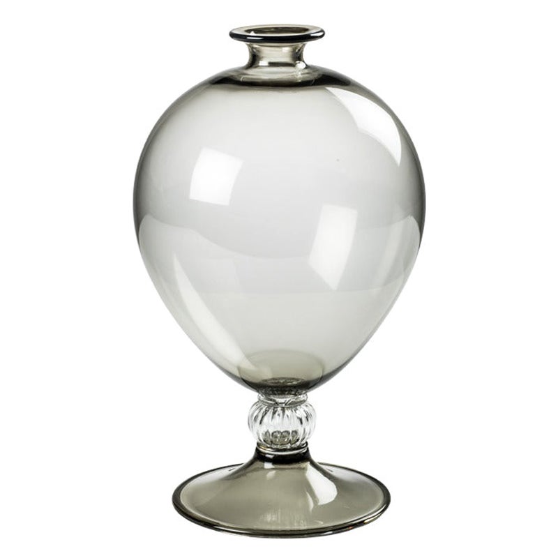 21st Century Veronese Glass Vase in Crystal/Grey by Vittorio Zecchin For Sale