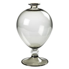 21st Century Veronese Glass Vase in Crystal/Grey by Vittorio Zecchin