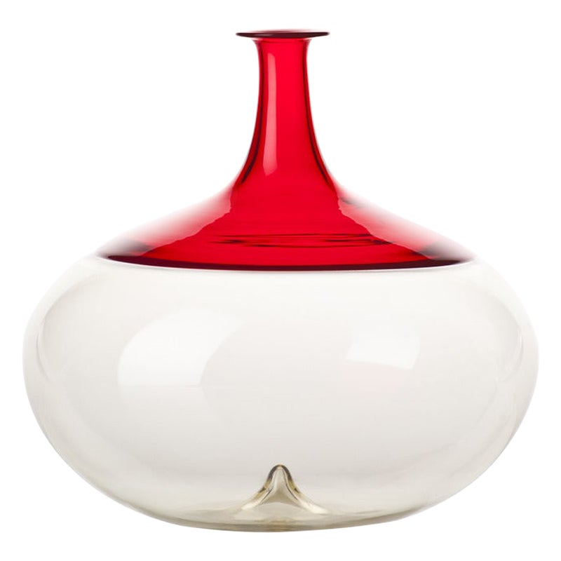 21st Century Bolle Glass Vase in Red/Straw-Yellow by Tapio Wirkkala