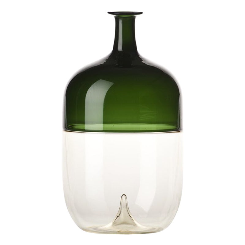 21st Century Bolle Glass Vase in Apple Green/Straw-Yellow by Tapio Wirkkala