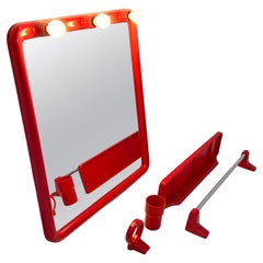Red Bathroom Set with Mirror with Lights from Carrara & Matta, 1970s
