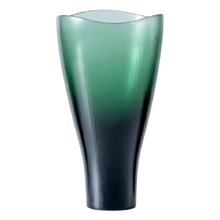 21st Century Battuti/Canoe Small Vase in Green Rio by Tobia Scarpa For Sale
