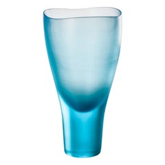 21st Century Battuti/Canoe Small Vase in Aquamarine by Tobia Scarpa