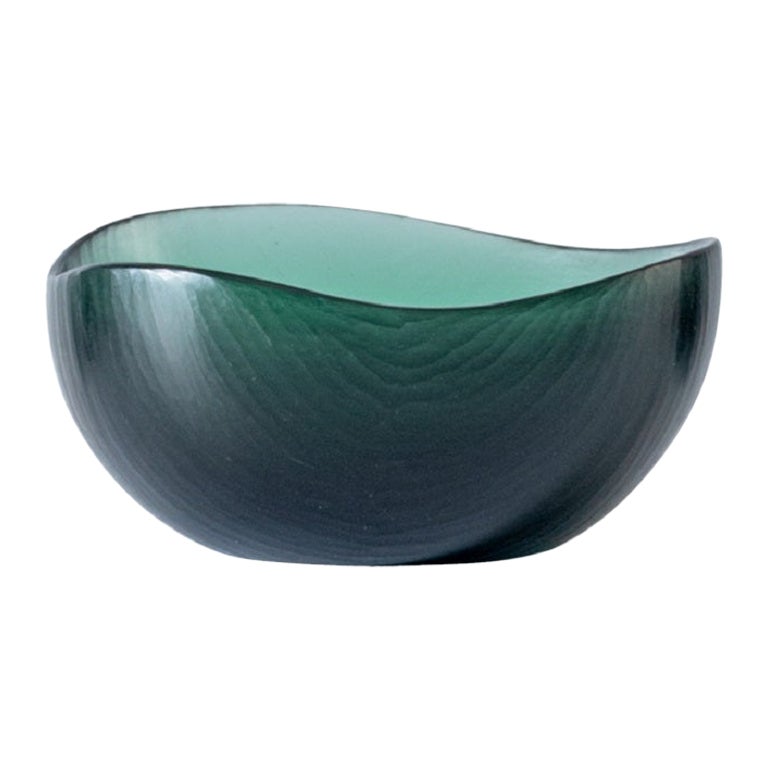 21st Century Battuti/Canoe Small Bowl in Green Rio by Tobia Scarpa For Sale