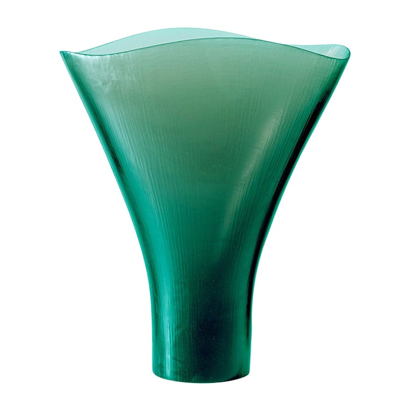 21st Century Battuti/Canoe Large Vase in Green Rio by Tobia Scarpa For Sale