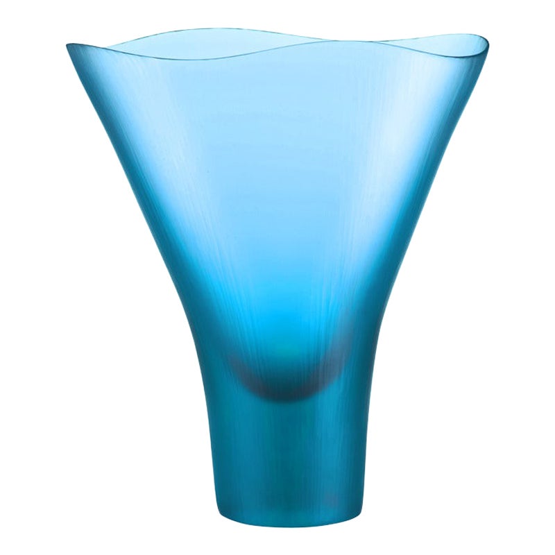 21st Century Battuti/Canoe Large Vase in Aquamarine by Tobia Scarpa For Sale