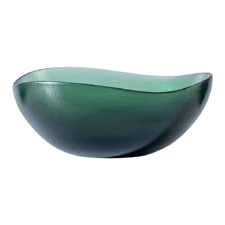 21st Century Battuti/Canoe Large Bowl in Green Rio by Tobia Scarpa For Sale