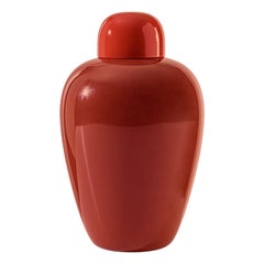 21st Century Opachi Large Vase with Lid in Coral by Tobia Scarpa