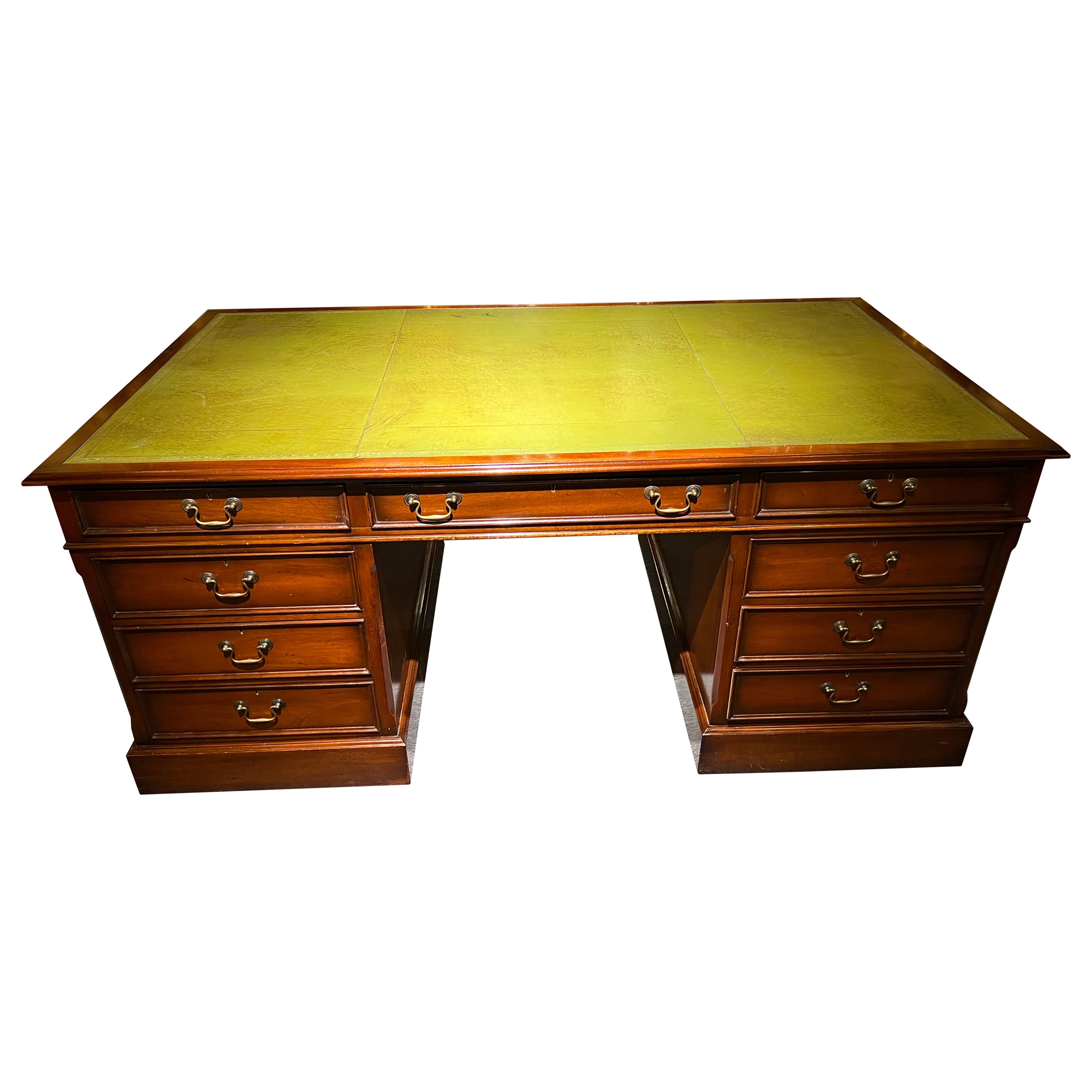 Large original 20th Century Classical English Partner Desk, circa 1910-1920 For Sale