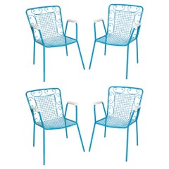 Set of Four Mid-Century Garden Blue Chairs, Europe, Italy, 1960s