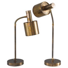 Scandinavian Midcentury Table Lamps in Brass by Konsthantverk Tyringe