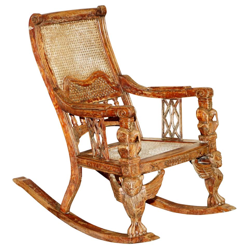 Antique Rocking Chair Hand Carved and Turned Walnut Wood Needlepoint ...