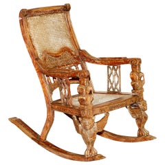 Hand Carved Antique Original Tibetan Rocking Armchair Must See Collectors Piece
