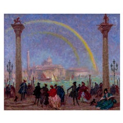 Rainbow over Venice Oil Painting Hanns Pellar Vienna Secession, circa 1910