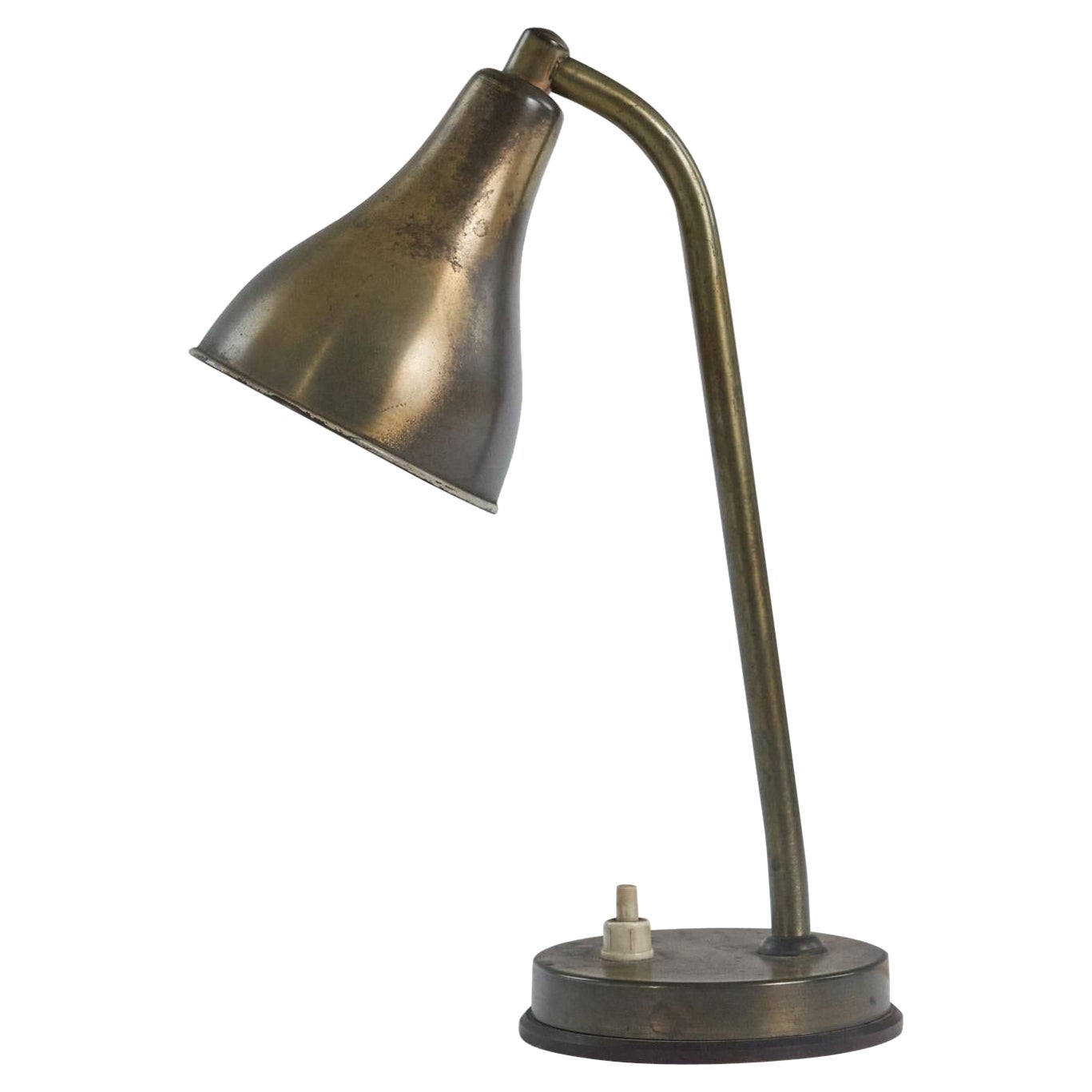 Swedish Designer, Desk Lamp, Brass, Sweden, 1940s For Sale