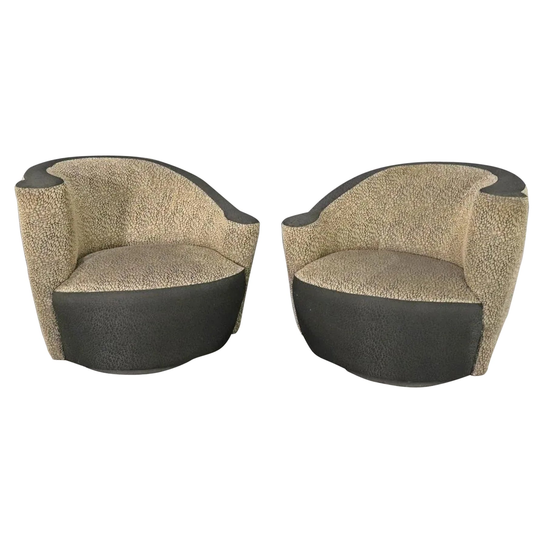 Pair Mid-Century Swivel Nautilus Chairs For Sale