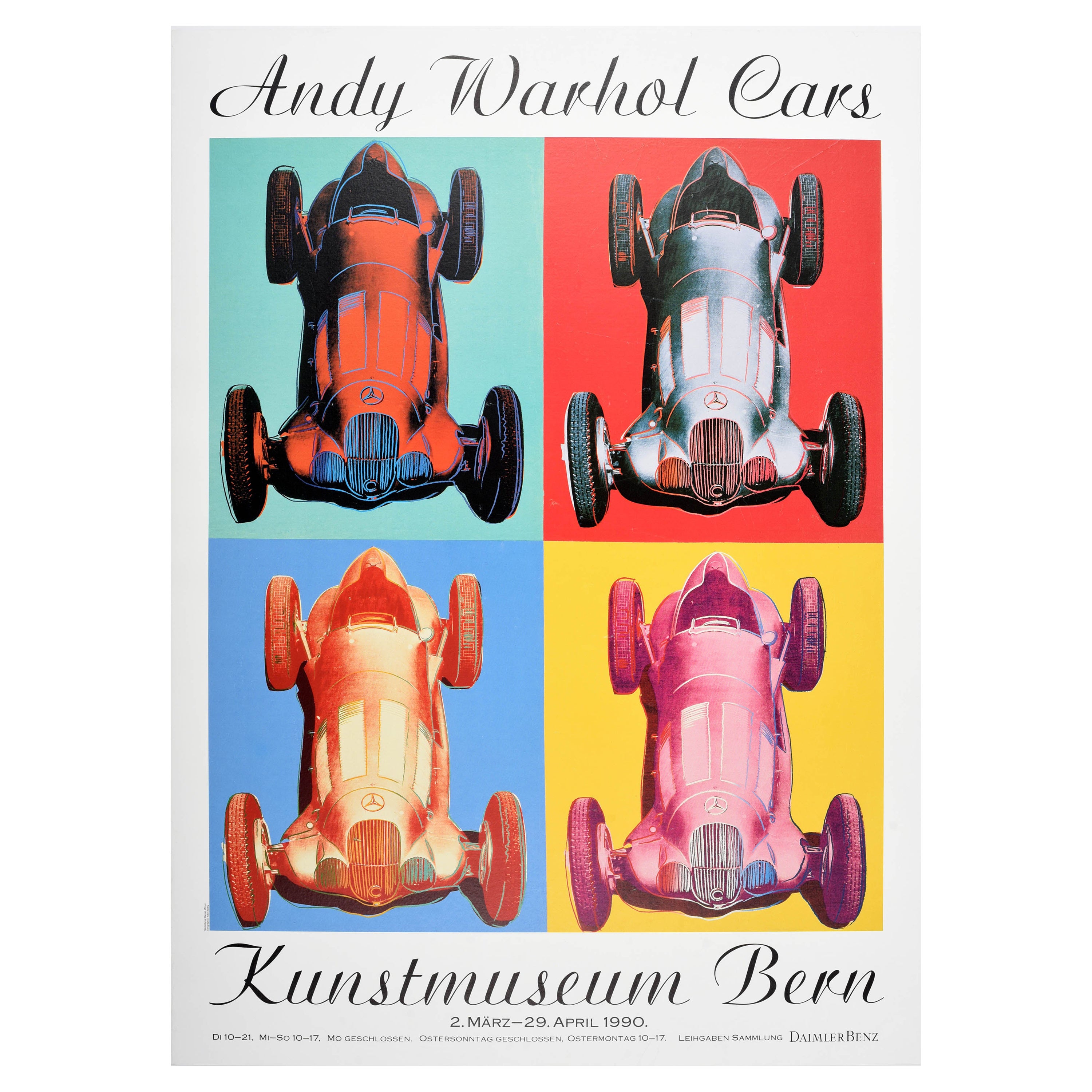 Original-Vintage-Ausstellungsplakat Andy Warhol Autos Mercedes Benz, Pop-Art-Serie