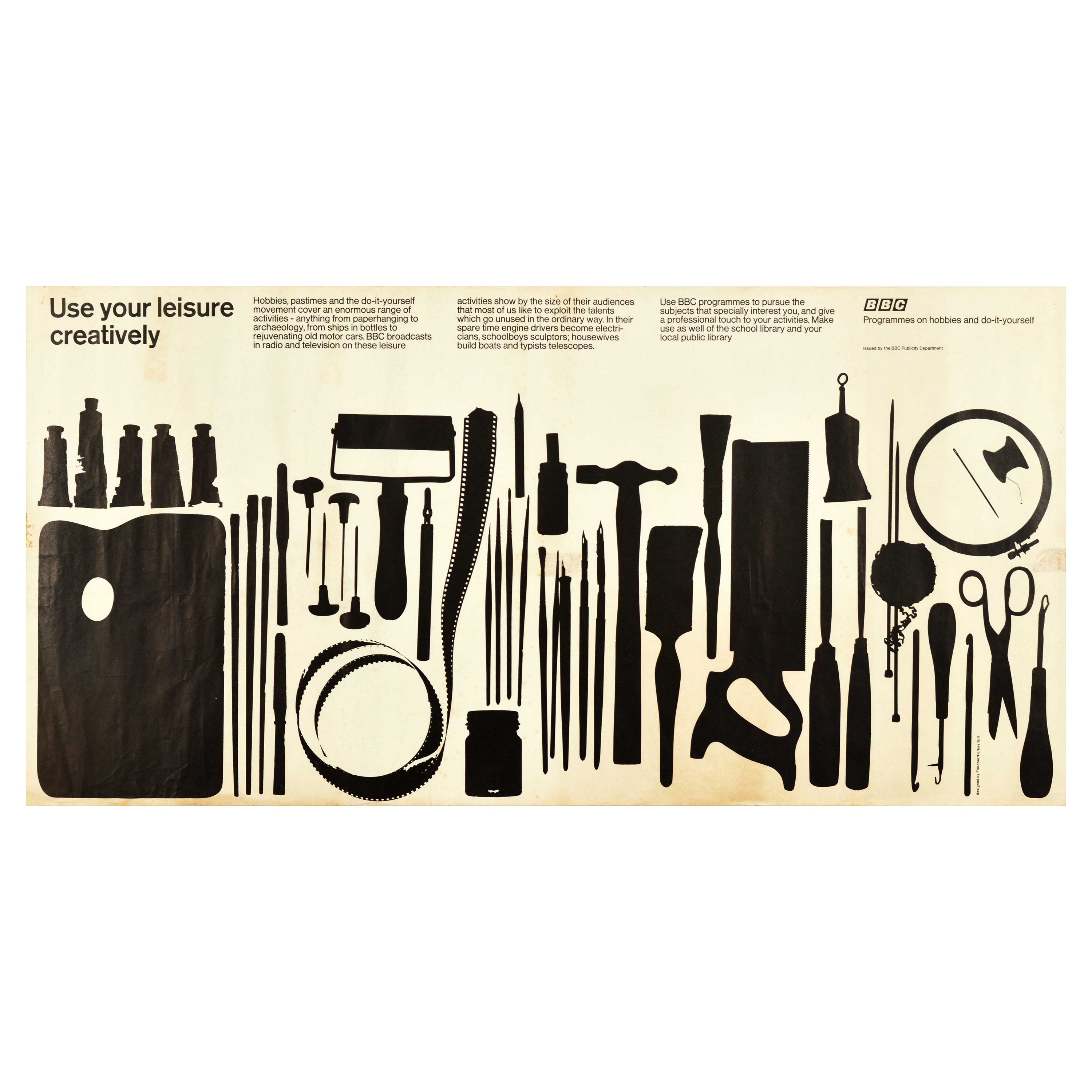 Póster Vintage Original Programas BBC Sobre Hobbies Bricolaje Radio TV Arte Manualidades Diseño en venta