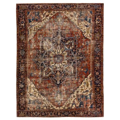 Antiker persischer Serapi-Teppich mit Medaillon aus Wolle, handgefertigt