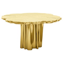 Fortuna Round Dining Table in Polished Brass by Boca Do Lobo