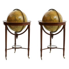Magnificent Pair of Large 21-Inch Terrestrial and Celestial Cruchley Globes