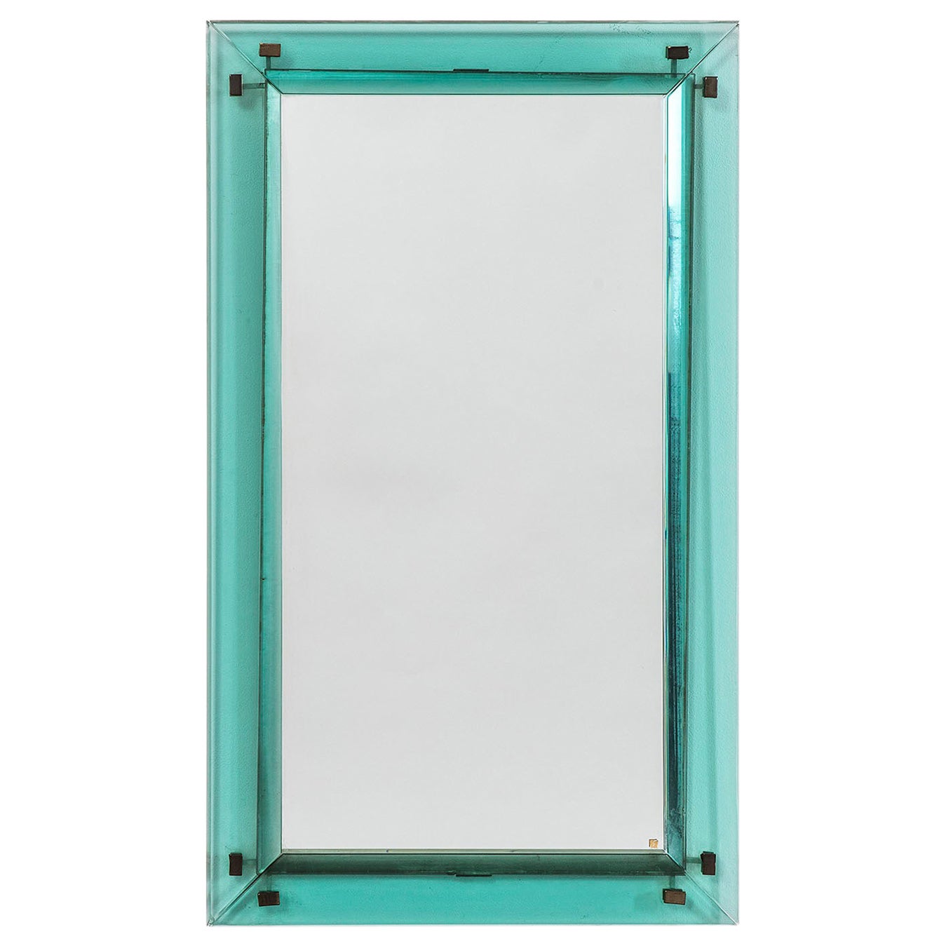 20th Century Fontana Arte Max Ingrand Wall Mirror 2103 Colored Ground Crystal For Sale