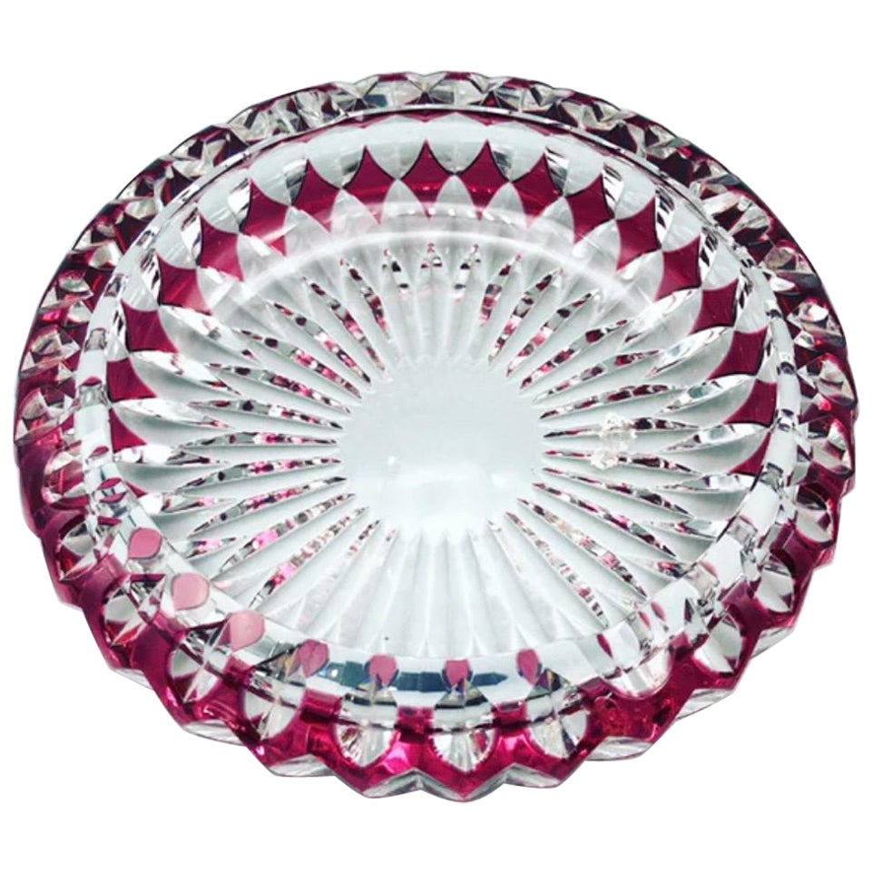 Bohemia Burgundy Crystal Pocket Tray -Antiques For Sale