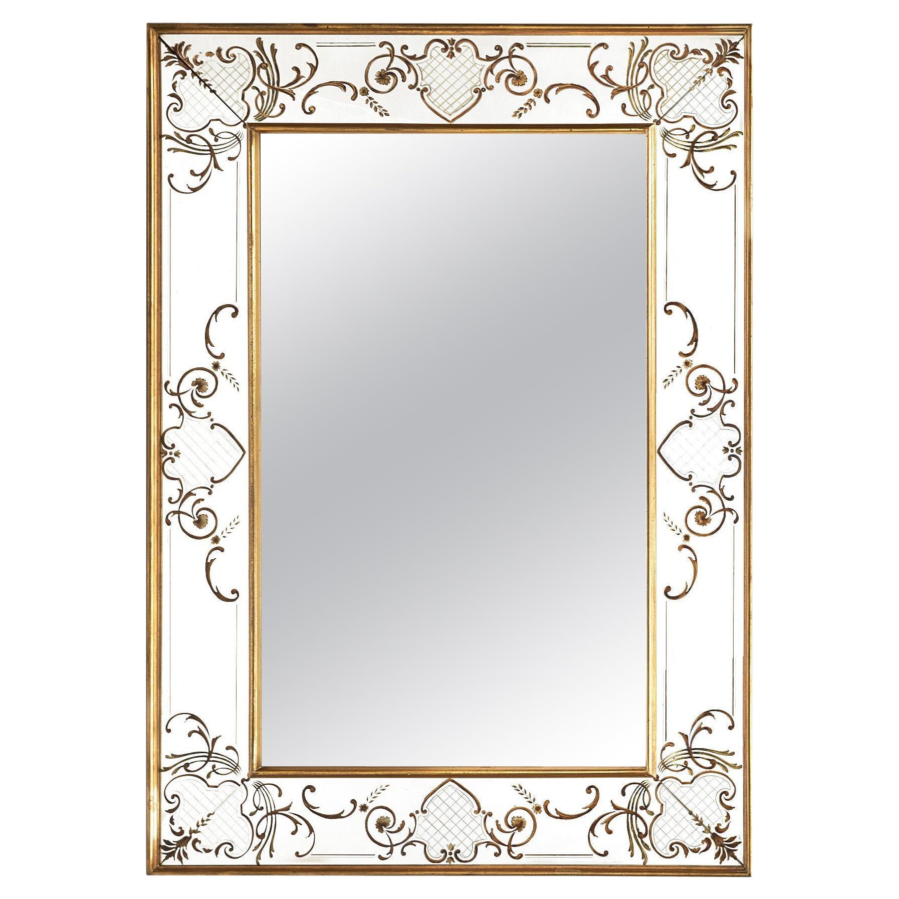 Art Deco Period French Gold Leafed Mirror For Sale