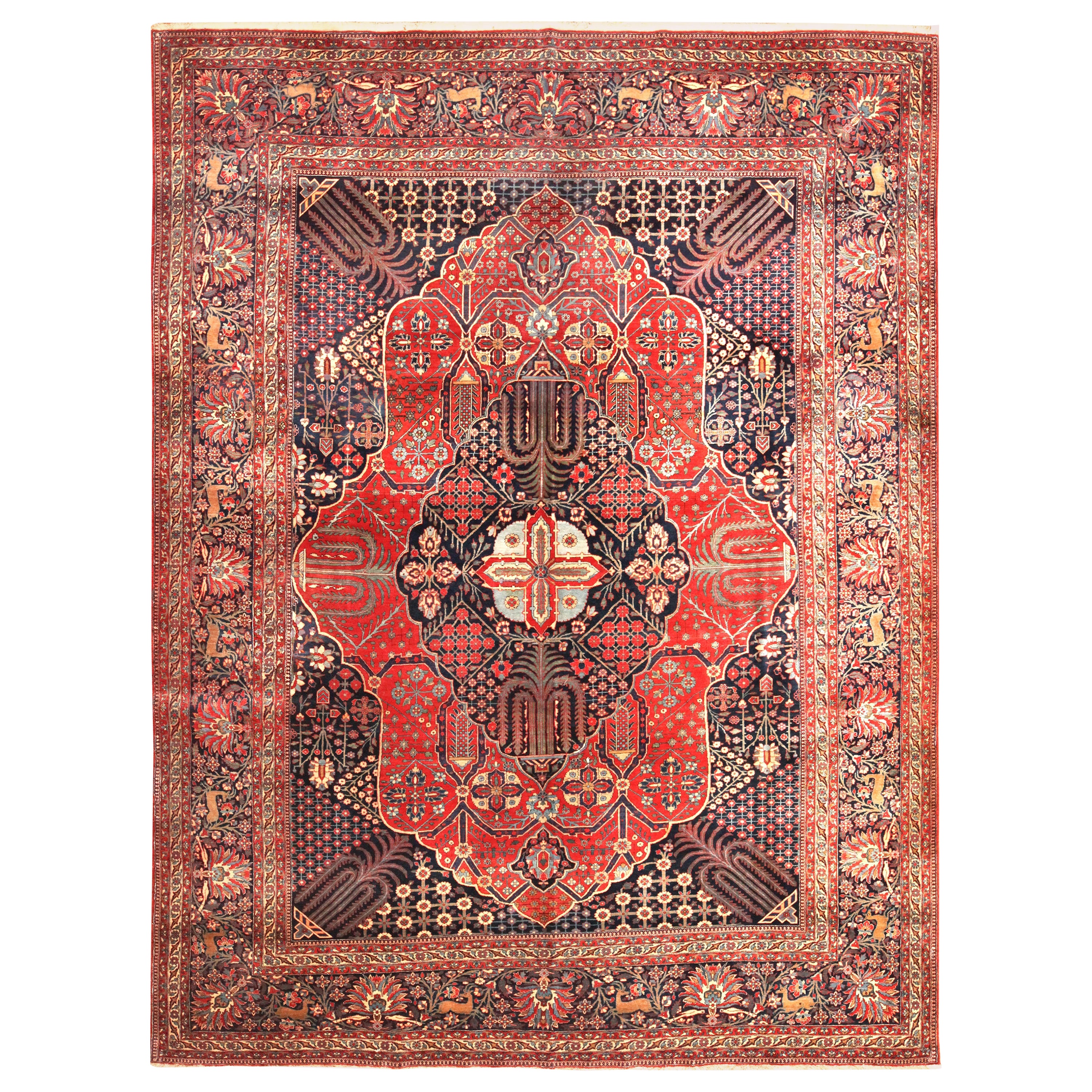 Antiker Mohtasham Kashan-Teppich. 7 ft 7 in x 10 ft im Angebot