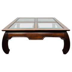 Table basse de style Ming avec plateau en verre