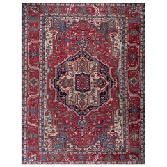 Antique Late 19th Century Persian Serapi Carpet ( 12'3" x 15'10" - 373 x 483 )