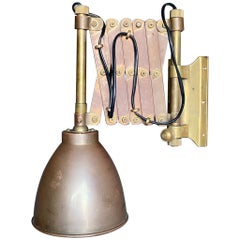 Vintage Industrial Brass Scissor Wall Lamp, 1950's