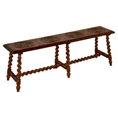 19th Century English Carved Bench