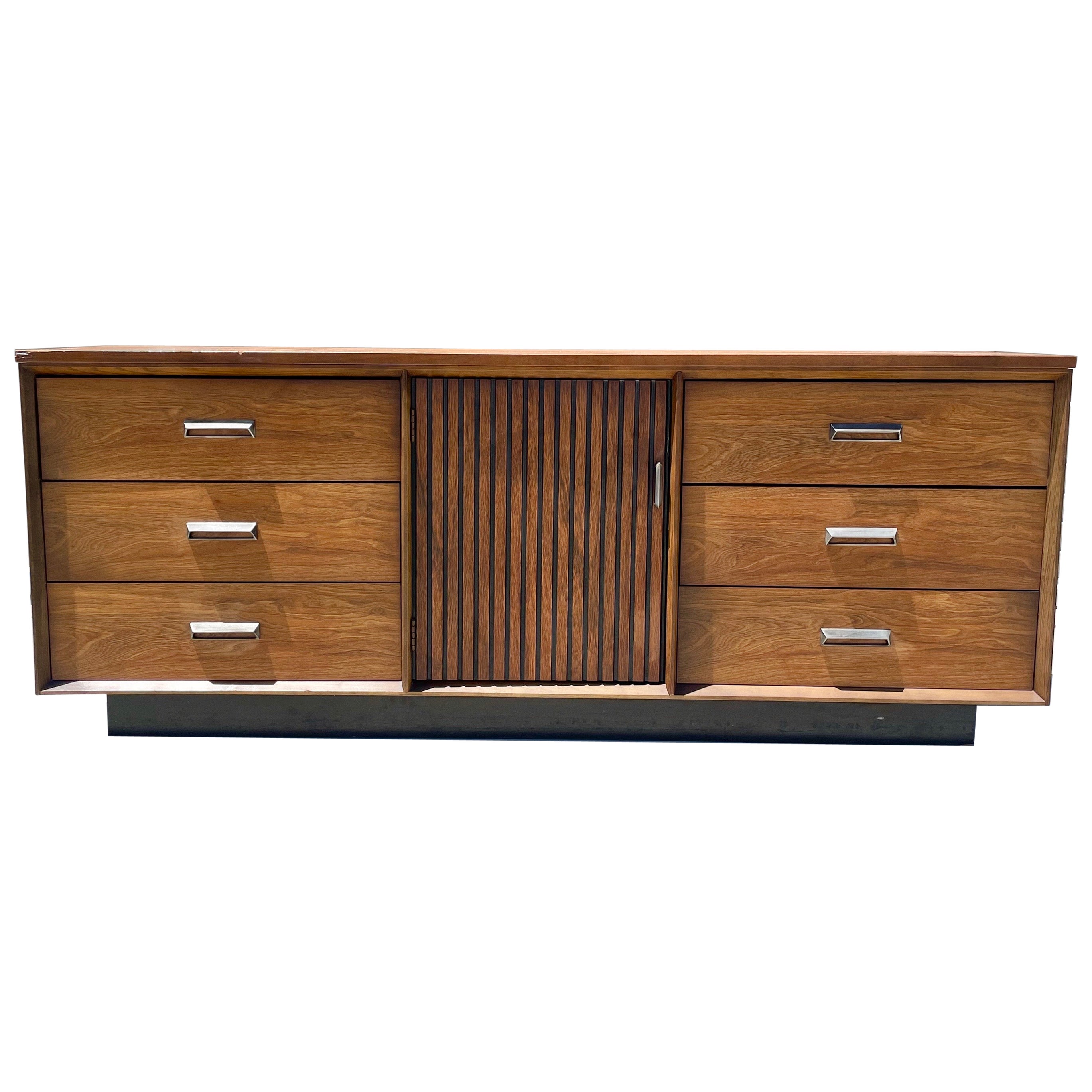 Mid Century Walnut Dresser by Bassett Furniture