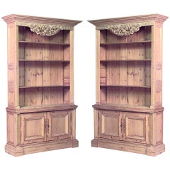 Pair of English Country Stripped Pine Bookcases