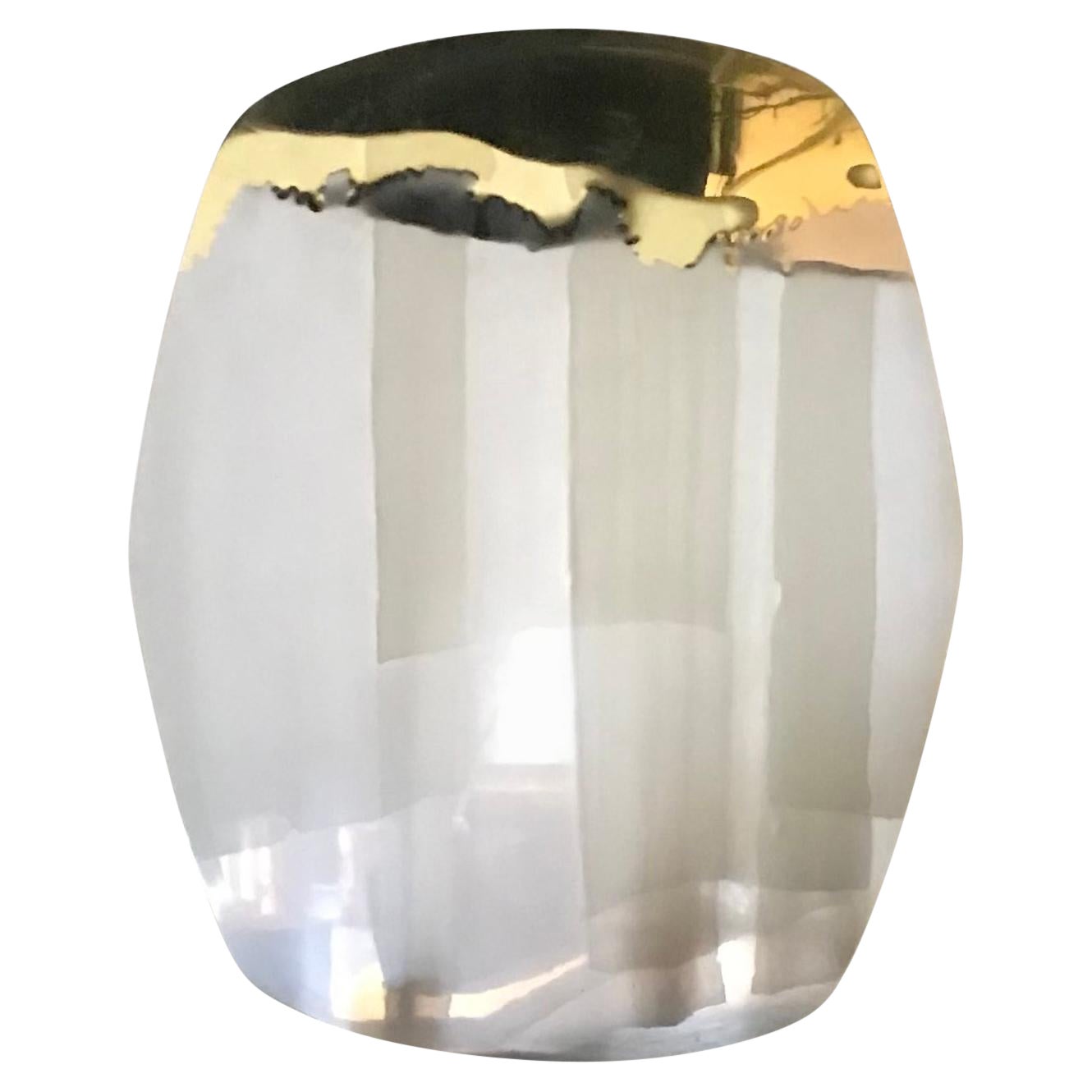 Miroir de transition en acier inoxydable et laiton poli, finition bi-métal