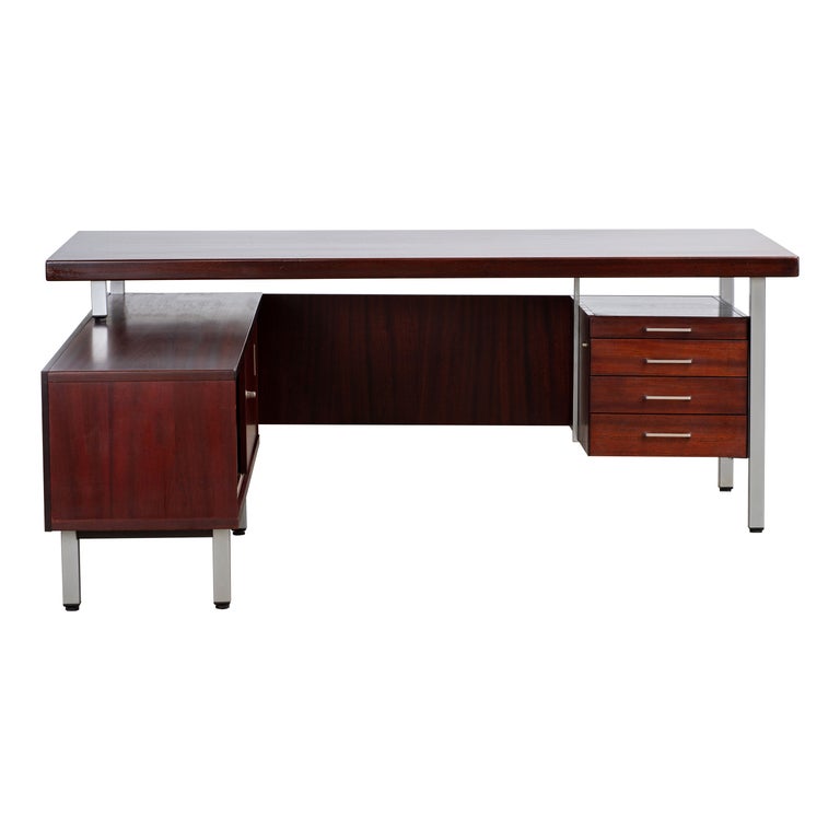 Executive Desk, Corner Desk in Mahogany, Germany, 1970's For Sale at