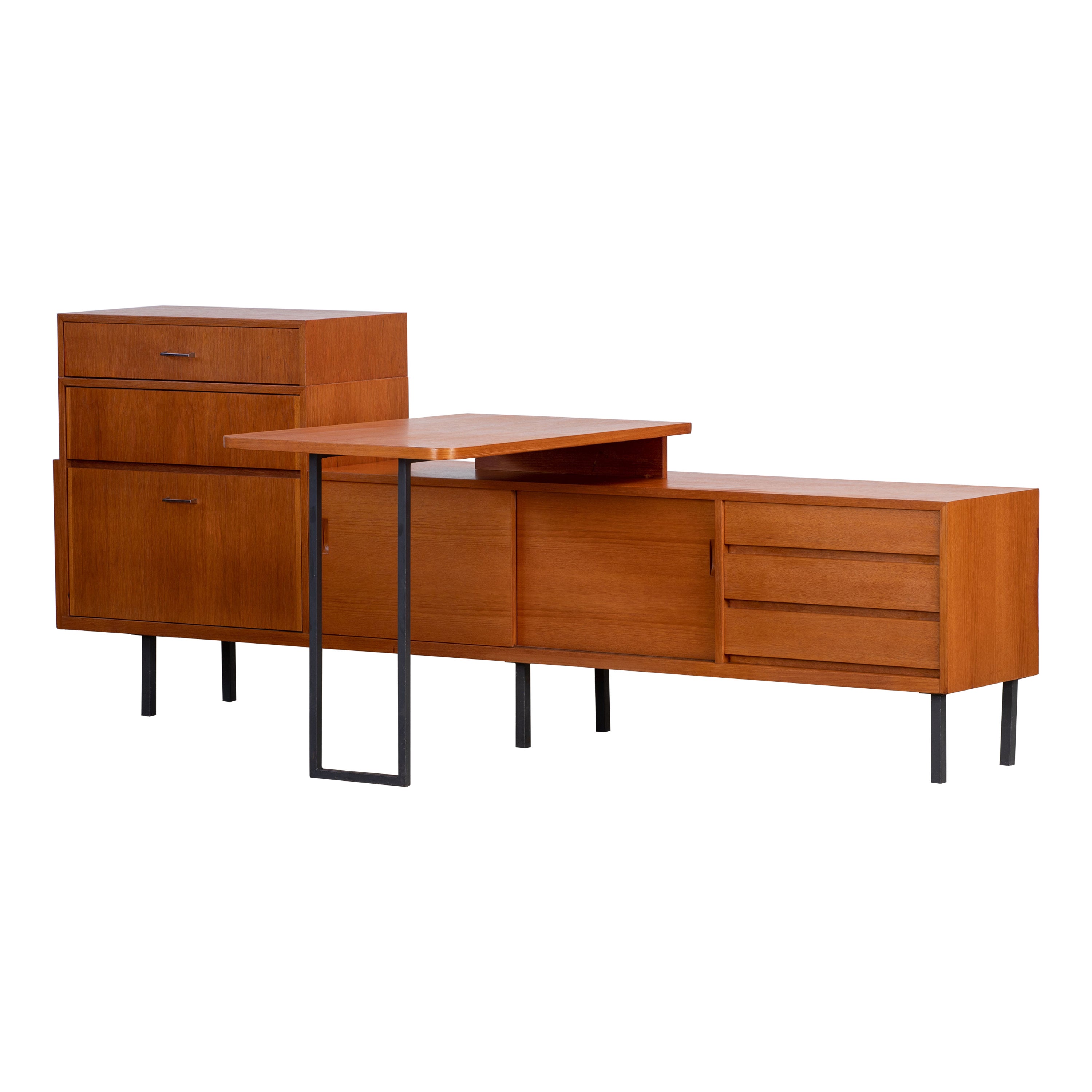 Mid-Century Sideboard mit abnehmbarem Schreibtisch, Deutschland, 1960er Jahre