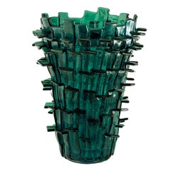 21st Century Ritagli Blown Glass Vase in Aquamarine by Fulvio Bianconi